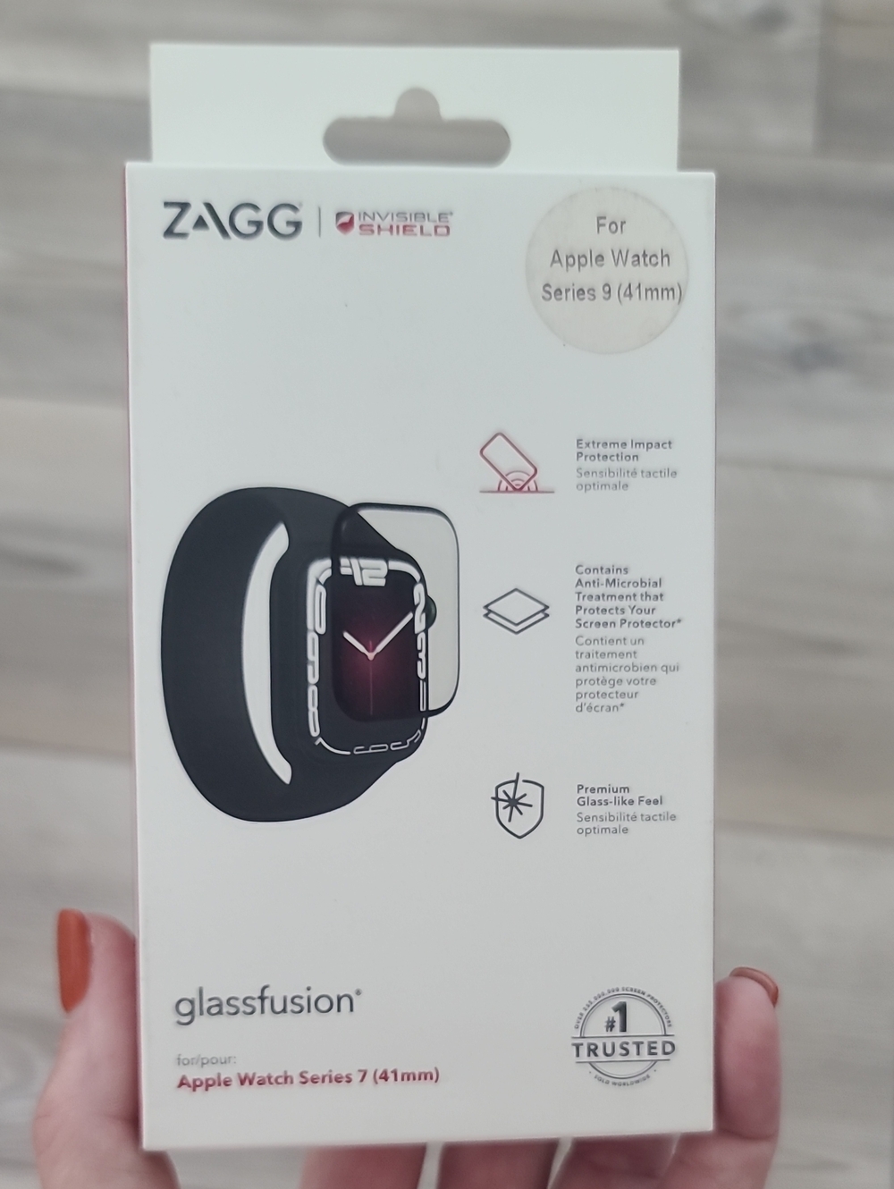 GlassFusion Screen Protector for Apple Watch Series 9 (41mm) - Black